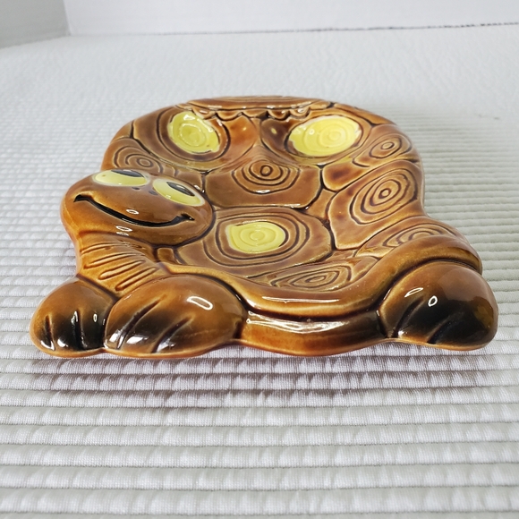 Turtle Dish Vintage 7.5"x5" Ceramic Painted Trinket Candy MCM Anthropomorphic - Picture 2 of 10